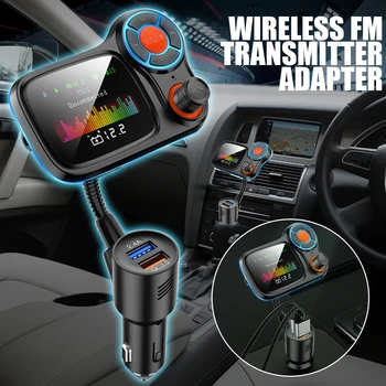 1 бр., авто USB FM-предавател с голям цветен екран, аксесоари, безжичен адаптер за кола за бързо зареждане на MP3-плейър