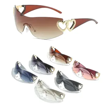1 бр. дамски модни цели слънчеви очила, горещи слънчеви очила Y2k за мъже, спортни очила с UV400, Очила