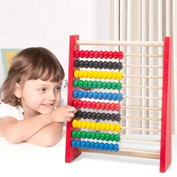 1 бр. дървени детски образователни играчки за деца от 3-6 години, зрително-моторна координация, математически дървена abacus