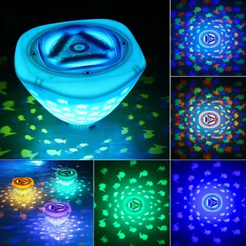 1 бр. цветни плаващи светлини, водоустойчива лампа за проектор за риба, плаващ басейн, led лампа, RGB мигаща лампа за баня, детски подаръци