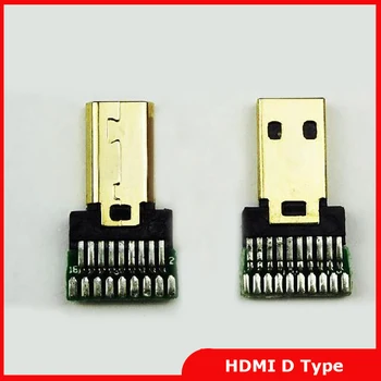 10 бр./лот, позлатени съединители Micro HDMI, D-образна шина, заваръчен тел с печатна платка