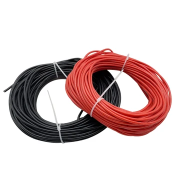 10 метра/Лот, Огнеупорни електрически мек силиконов кабел, кабел 24 26 28 30 AWG, 5 м червено и 5 М на черен цвят