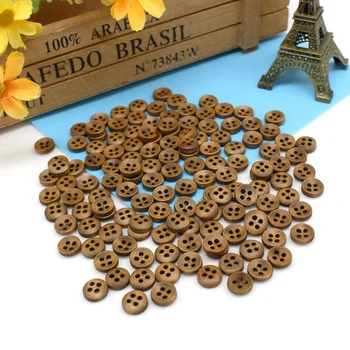 100 или 200ШТ Дървени Копчета, с дупки от 10 мм 2/4, Аксесоари за шиене на Облекло 