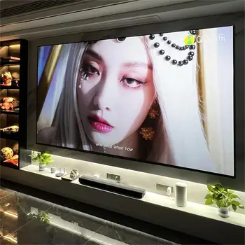 100-инчов 16:9 4K 3D Black diamond Тесни Прожекционни екрани с Фиксирани Панела ALR екран за Проектор с Дълъг Ход
