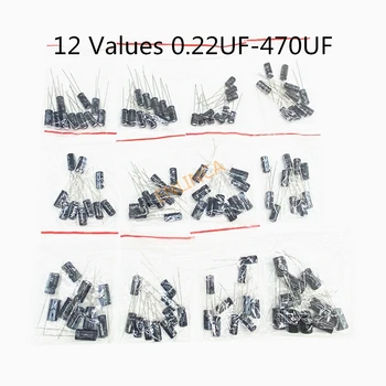 120шт 12 стойностите 0,22 на ICF-470 UF Алуминиеви електролитни кондензатори гама от комплект 16в 50в 0,22 icf 0,47 icf 1 icf 2,2 icf 4,7 icf 22 icf