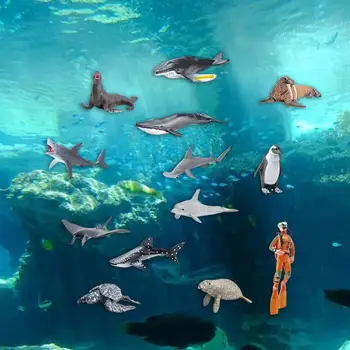 13 бр. морски животни, реалистични животни, модели на Същества, мини-животни за подарък за рожден Ден, детски бижута, играчки за предучилищна възраст