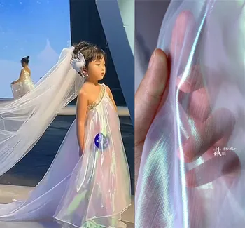 150 см * 100 см флуоресцентни плат, цветна лъскава марлевая плат, покривало за сватбен декор, прозрачна холографска тъкан