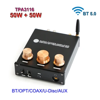 2*50 W Bluetooth TPA3116D2 Аудио Цифров Усилвател Такса Стерео Hi-Fi Клас D NE5532 USB OPT КОАКСИАЛЕН Музикален УСИЛВАТЕЛ