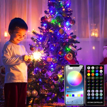20 м, интелигентно управление на приложението, страхотна светлина, открит RGB Bluetooth, Коледна елха, венец, USB-венец за сватбен празничен декор
