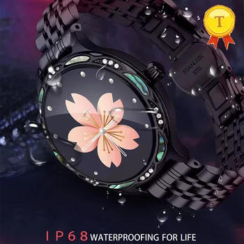 2020 Женски smart-часовници, дамски часовници е от неръждаема стомана, метален кожена гривна IP68 водоустойчив фитнес тракер, маншет за измерване на кръвно налягане