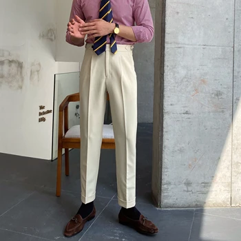 2023 Мъжете Пролет Есен Модерен офис социален костюм мъжки панталони са бизнес ежедневни панталони с висока талия Мъжки дълги прави панталони P179