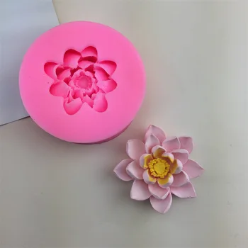 3D Красиви Лотосови Цветя Мухъл Инструменти За Украса на Сватбена Торта направи си САМ Сладкиши Фондан Силиконова Форма Шоколад Форма на Сапун Свещ Мухъл