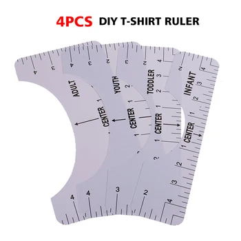 4 бр. дизайн на тениска, выравнивающая състав, ръководство за инструмент с таблицата за размери, маркиран цифри, Инструменти за шиене