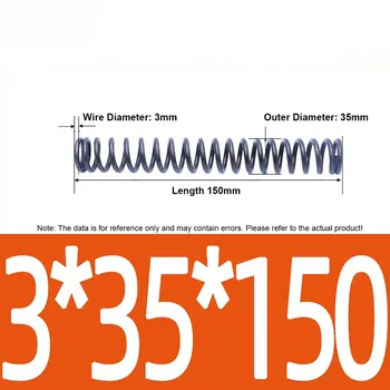 4шт 3x35x150 мм Пружина компресия Дълга спирална пружина налягане Диаметър 3 мм, Пружина стомана