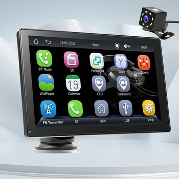 9-Инчов безжично автомобилно радио, съвместимо с Bluetooth, Carplay Android Auto, безжичен мултимедиен плеър, резервна камера, HD Сензорен екран