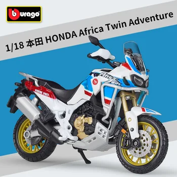 Bburago 1:18, новата Honda Africa Twin Приключенски, оригиналната авторизованная симулация модел на мотоциклет от сплав, играчка кола, подарък колекция