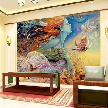 beibehang 3D изящна художествена живопис маслени бои красива жена аватар фотообои на фона на тапети papel de parede