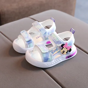 Disney Mickey/2021 Летни сандали за момчета, детски обувки, плажна обувки за момичета, куха дишаща детски обувки с цип