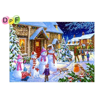 DPF САМ 5D Диамантена бродерия, Коледна елха, Снежен човек, пълен с кръгла, квадратна бормашина, диамантена живопис, набор от плочки за дома, Декорация за дома