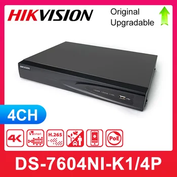 Hikvision Оригиналния DS-7604NI-K1/4P 4CH POE Вграден Plug и Play 4K NVR за IP-камера Система за видеонаблюдение С Възможност за ъпгрейд на хард диск За избор