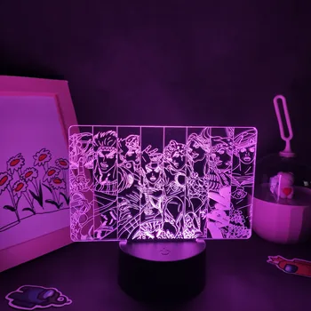 JoJo Bizarre Adventure Аниме Фигурка на Главния Герой Група 3D Led Лампи Манга RGB Нощни осветителни Тела, Подарък За Рожден Ден На Маса, Спалня Декор на Масата