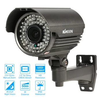 KKmoon 1080P AHD камера за видеонаблюдение аналогова Външна камера видеонаблюдение за Sony CMOS, Всепогодная градинска камера за видео наблюдение PAL