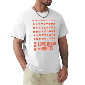 love death robots -Тениска с червена боя, красиви върхове, графични тениски, великолепна тениска, тениска Оверсайз, Мъжки t-shirt