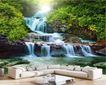 papel de parede Нов стил на планински водопад течаща вода зарабатывающая пари природен пейзаж декоративна живопис фонови картинки
