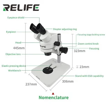 RELIFE RL-M2 Бинокъла микроскоп 7-45 път, проверка на печатна платка 144 led Източник на Светлина, Инструмент За Ремонт