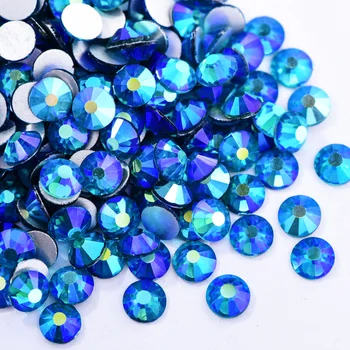 SS3-SS30, паунов сини АБ, не коригиране на кристали, блестящи кристали и стъклени кристали, планински кристал, с фиксирана облегалка за декорация на нокти