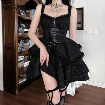 Zoctoo Рокля за рождени дни и абитуриентски Темперамент, Нов елегантен стил, тъмно-черен текстурный материал, двухслойное рокля с окачване