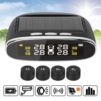 Автомобилни Сензори на ГУМИТЕ, Система за контрол на налягането в гумите Безжични Слънчеви Инструменти за Диагностика на Автомобилни гуми Тестер Комплект алармени Цифрови аксесоари