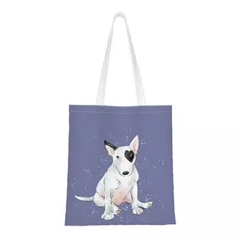 Английски териер, куче, дамски чанти през рамо, торби за многократна употреба за пазаруване, эстетичная холщовая чанта-тоут голям капацитет, сгъваема чанта за пазаруване