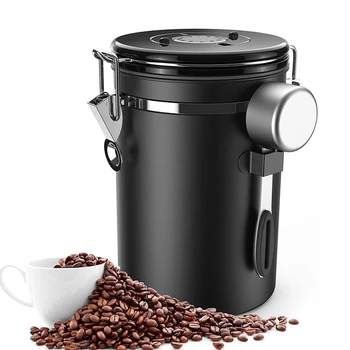 Банка за кафе, запечатани, 500 г боб, съд за зърно с обем 1,8 л, вакуум кутия за кафе с лъжица, на Банка за съхранение на кафето на прах, чай, какао
