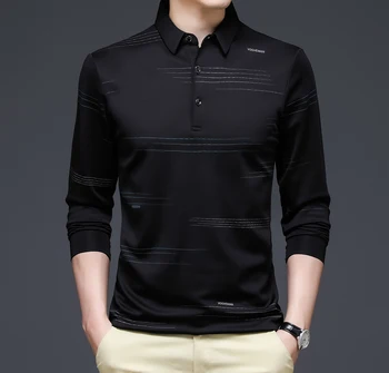 Бизнес ежедневни ризи поло с дълъг ръкав, мъжки Ризи поло 2023, Нови модни дизайнерски луксозни Ризи с къси ръкави, мъжки Тънък Черно-сини Дрехи, мъжки Топ