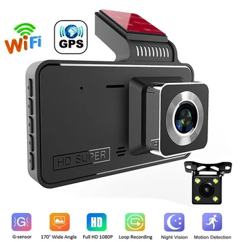 Видеорекордер WiFi Full HD 1080P Авто Dvr Камера за задно виждане Автомобилен Видеорекордер за Нощно Виждане Автоматично Видеорегистраторная Камера, GPS Тракер Черна кутия