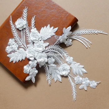 Висококачествена бродерия кружевными цветя, сватбена материал ръчно изработени аксесоари за шиене, 2 бр./лот