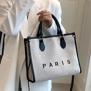 Висококачествени дамски холщовые чанти-тоут, модни дамски чанти-незабавни посланици на рамото, дизайнерска дамска чанта през рамо с голям капацитет