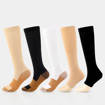 Высокоэластичные компресия чорапи от медни влакна, женски мъжки найлонови чорапи за спорт на открито с дълга тръба, спортни чорапи унисекс