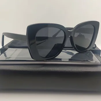Горещи стоки, овални поляризирани слънчеви очила за жени, черни ацетатные квадратни маркови дизайнерски дамски слънчеви очила с UV400