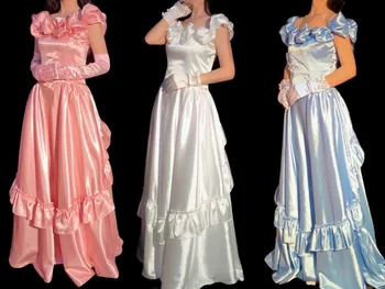 Дамски Кавайные сватбени и вечерни рокли в Елегантна винтажное викторианска рокля на принцеса, секси дълга рокля с красиви набори и страхотна каишка