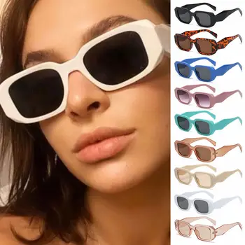 Дамски ретро квадратни модни слънчеви очила в рамки, слънчеви очила с защита от UV400, модерни правоъгълни слънчеви очила за спорт на открито