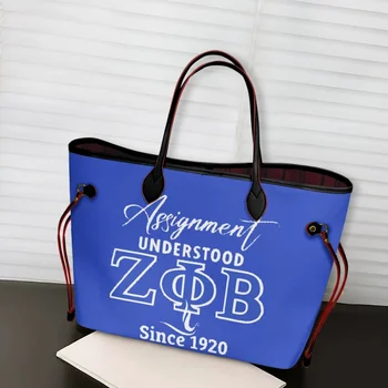 Дамски чанти през рамо с принтом Zeta Phi Beta, ежедневни дамски чанти от изкуствена кожа, плажни чанти за пазаруване с голям капацитет, Bolsas Feminina