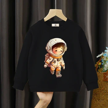 Детски дрехи с Космонавт, Скъпа Hoody с качулка с Космонавт за момичета, Harajuku, Модни Блузи с изображение на Луната, Cartoony Астронавт За Момчета, Y2k Sudadera