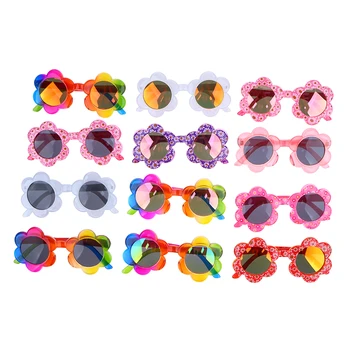 Детски модни цветни слънчеви очила с кръгли очила с с анимационни цвете за момчета и момичета, очила с UV400