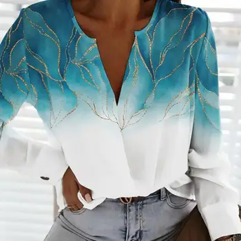 Ежедневна риза 3D намаляване, удобен быстросохнущий пуловер с цветен модел в стил мозайка, есенна риза, работно облекло