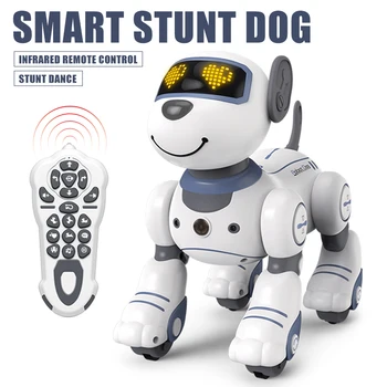 Забавен радиоуправляеми робот, е-куче, куче-трик, Гласова команда, Програмируеми музикална песен със сензорен контрол, роботът-куче за детски играчки