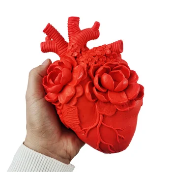 Имитация на човешки органи, силиконова форма, 3D Сърце, изделия от гипсова смола, под формата на свещички 