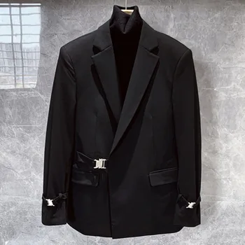 Италиански дизайнерски костюм, сако, оборудвана сако Homme, блейзър с метална катарама, украсена за мъже, блейзър за парти, сватба банкет