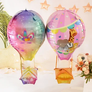 Карикатура 4D Животни, алуминиево фолио, балон, Украса за детски рожден ден, Еднорог, Жираф, Слон, Зебра, Играчки с балон